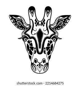 Black and white lines.deer head coloring page mandala design. print design. t-shirt design.