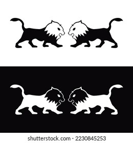 Black and white lion animal logo design . icon logo.