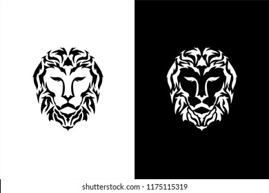 Black and white Lion esport gaming logo, lion head vector