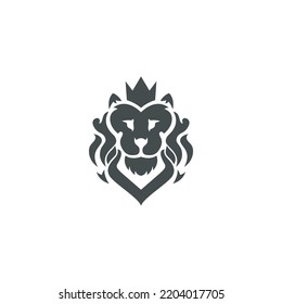 Black and white lion face logo design
