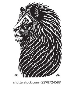 cabeza de león negra y blanca 