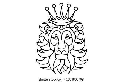 Black and white lion head with a crown