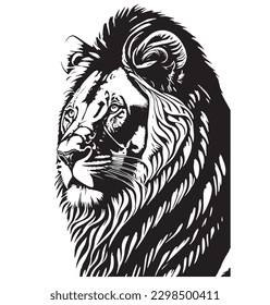 black and white lion head fully vector