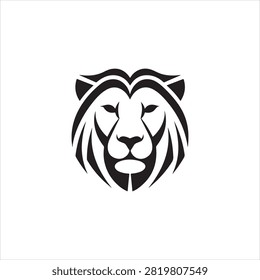 Black and white lion head graphic design isolated illustration