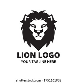Black and white lion head logo