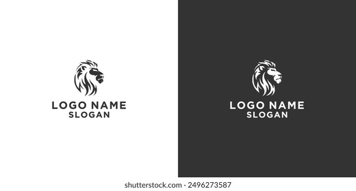 Black and white lion head logo