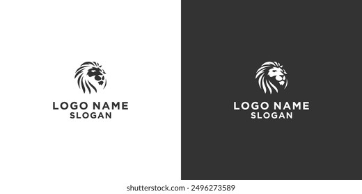 Logo de cabeza de león blanco y negro