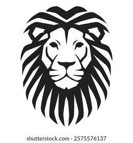 Black and white Lion head logo design template isolated on white background. Vector illustration