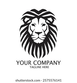 Black and white Lion head logo design template isolated on white background. Vector illustration