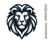 Black and white Lion head vector illustration