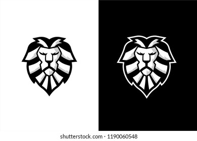 Black and white lion head vector, lion head esport gaming logo