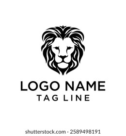 Black and white Lion head vector illustration with symmetrical design, for your logo template