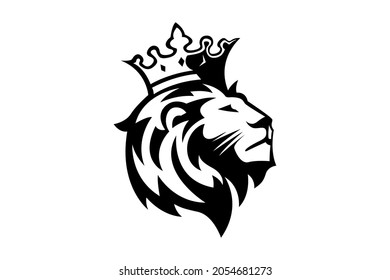 black and white lion icon vector drawing