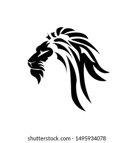 Black and white lion vector.