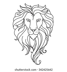 Black and white lion. Vector