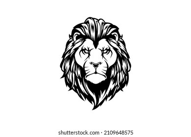 black and white lion vector drawing