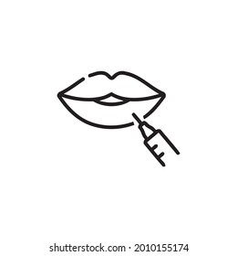 Black and white lip injection icon vector