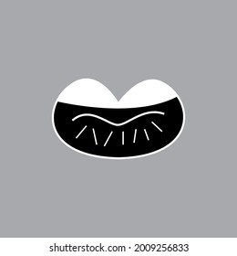 Black and white lips icon. Vector design  clip art. 