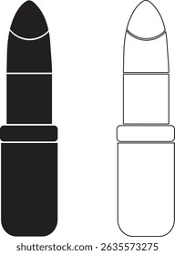 Conjunto de ícone de batom preto e branco para design de beleza