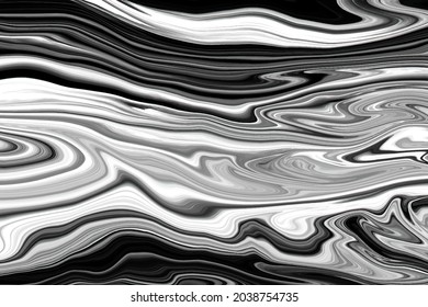 black and white liquid abstract marble background, vector illustration