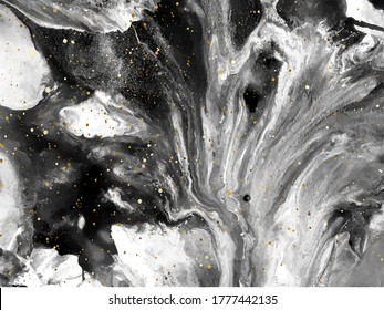Textura de mármol líquido blanco y negro. Arte fluido. Pintura abstracta, fondo de fondo para papeles, afiches, tarjetas, invitaciones, volante, sitios web, empaque de diseño. Ilustración del vector