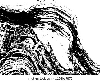 Black and white liquid texture. Grunge Vector Striped Background, hand drawn marbling illustration. Abstract vector background. Monochrome marble pattern.