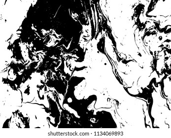 Black and white liquid texture. Grunge Vector Striped Background, hand drawn marbling illustration. Abstract vector background. Monochrome marble pattern.