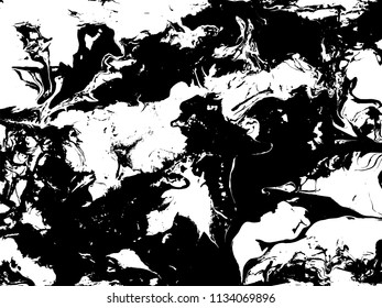 Black and white liquid texture. Grunge Vector Striped Background, hand drawn marbling illustration. Abstract vector background. Monochrome marble pattern.