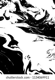 Black and white liquid texture. Grunge Vector Striped Background, hand drawn marbling illustration. Abstract vector background. Monochrome marble pattern.