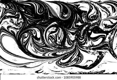 Textura líquida en blanco y negro. Dibujo de mano en mármol.Fondo del vector abstracto. Patrón de mármol monocromo.