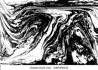 Black and white liquid texture. Hand drawn marbling illustration. Abstract vector background. Monochrome marble pattern.