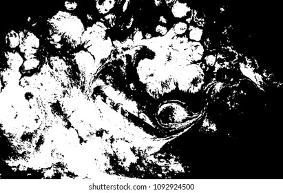 Black and white liquid texture. Hand drawn marbling illustration. Abstract vector background. Monochrome marble pattern.