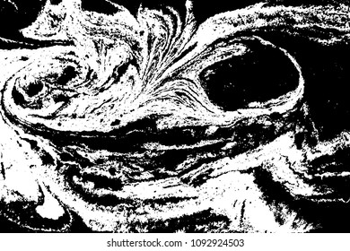 Black and white liquid texture. Hand drawn marbling illustration. Abstract vector background. Monochrome marble pattern.