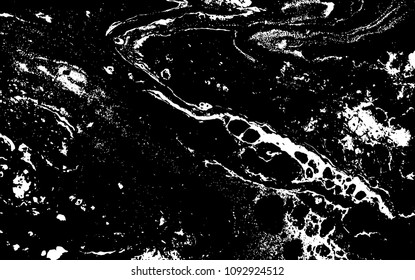 Black and white liquid texture. Hand drawn marbling illustration. Abstract vector background. Monochrome marble pattern.