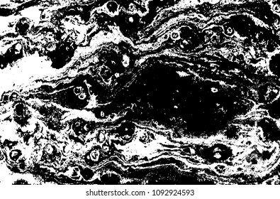 Black and white liquid texture. Hand drawn marbling illustration. Abstract vector background. Monochrome marble pattern.