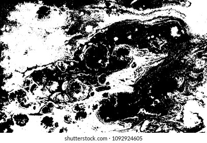 Black and white liquid texture. Hand drawn marbling illustration. Abstract vector background. Monochrome marble pattern.