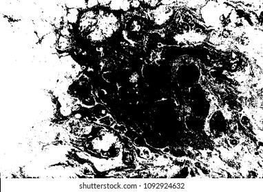 Black and white liquid texture. Hand drawn marbling illustration. Abstract vector background. Monochrome marble pattern.