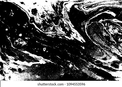Black and white liquid texture. Hand drawn marbling illustration. Abstract vector background. Monochrome marble pattern.