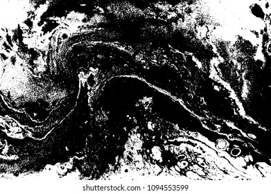 Black and white liquid texture. Hand drawn marbling illustration. Abstract vector background. Monochrome marble pattern.