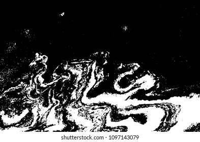Black and white liquid texture. Hand drawn marbling illustration. Abstract vector background. Monochrome marble pattern.