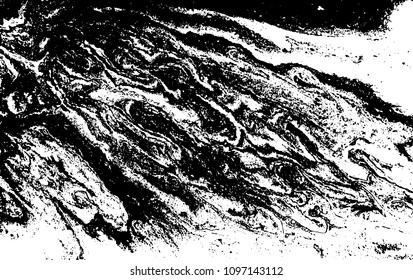Black and white liquid texture. Hand drawn marbling illustration. Abstract vector background. Monochrome marble pattern.