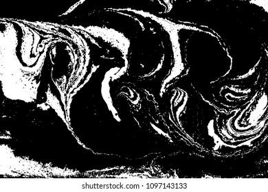 Black and white liquid texture. Hand drawn marbling illustration. Abstract vector background. Monochrome marble pattern.