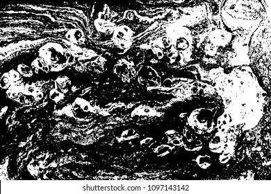 Black and white liquid texture. Hand drawn marbling illustration. Abstract vector background. Monochrome marble pattern.