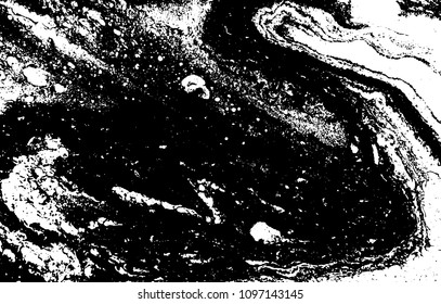 Black and white liquid texture. Hand drawn marbling illustration. Abstract vector background. Monochrome marble pattern.