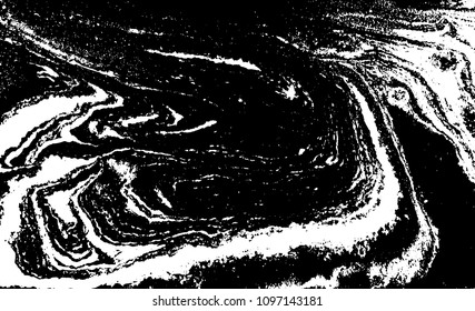 Black and white liquid texture. Hand drawn marbling illustration. Abstract vector background. Monochrome marble pattern.