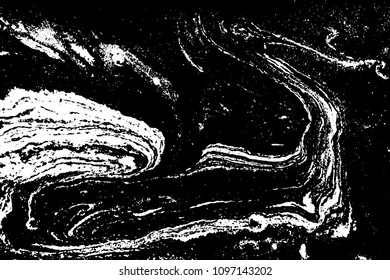 Black and white liquid texture. Hand drawn marbling illustration. Abstract vector background. Monochrome marble pattern.