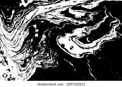 Black and white liquid texture. Hand drawn marbling illustration. Abstract vector background. Monochrome marble pattern.