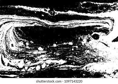 Black and white liquid texture. Hand drawn marbling illustration. Abstract vector background. Monochrome marble pattern.