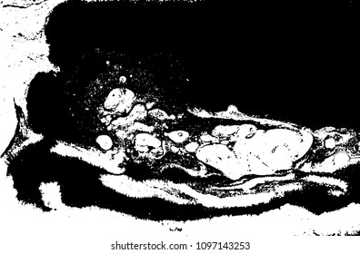 Black and white liquid texture. Hand drawn marbling illustration. Abstract vector background. Monochrome marble pattern.
