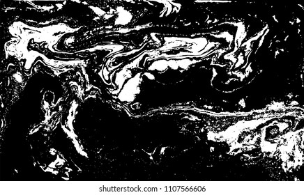 Black and white liquid texture. Hand drawn marbling illustration. Abstract vector background. Monochrome marble pattern.